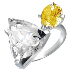 Engagement Ring in Eighteen Karat White Gold with White Paraiba Tourmaline