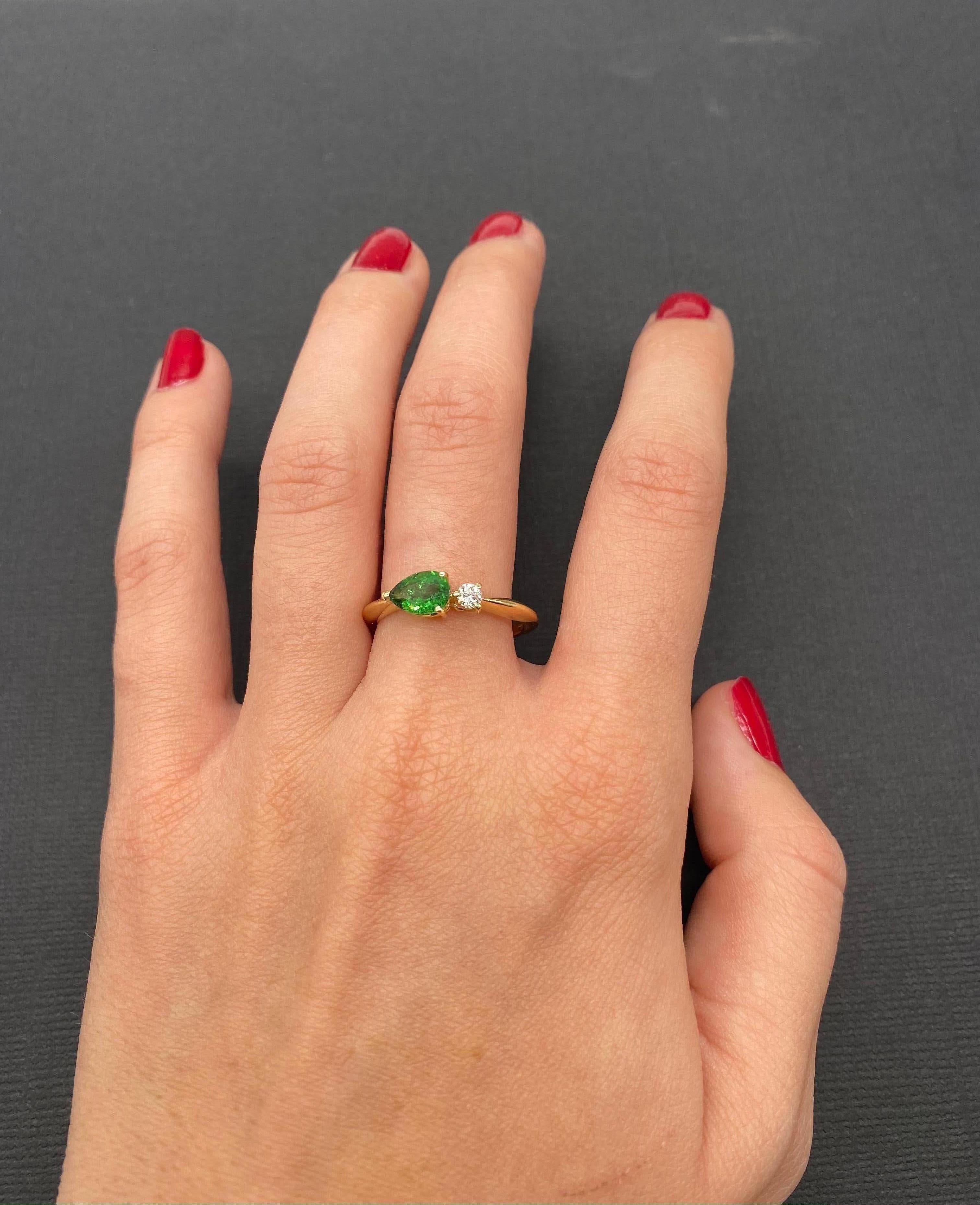 green and gold engagement ring