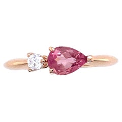 Engagement Ring Tourmaline Diamond Rose Gold 18 Karat