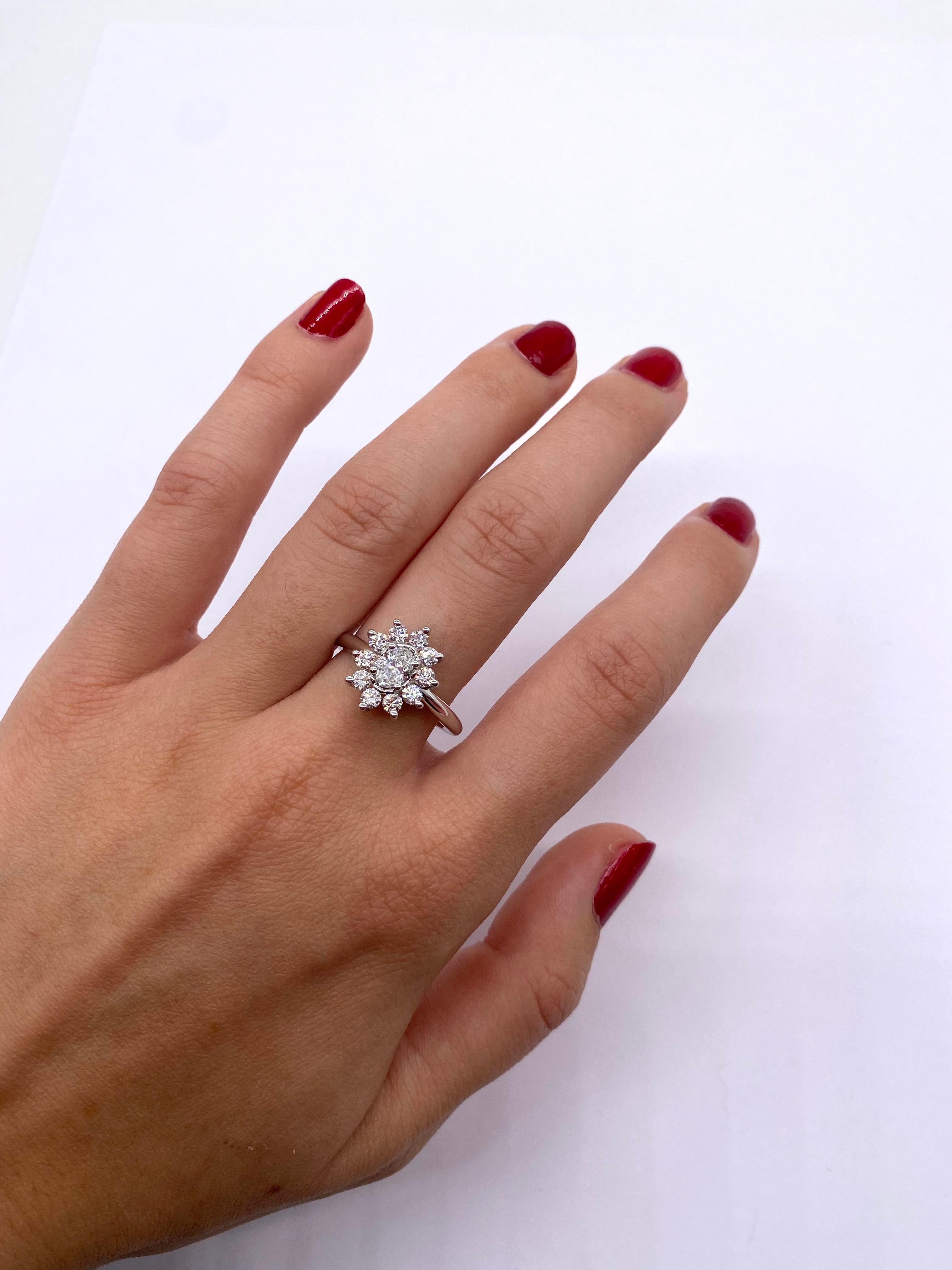 Art Deco Engagement Ring Diamonds White Gold  18 Karat For Sale