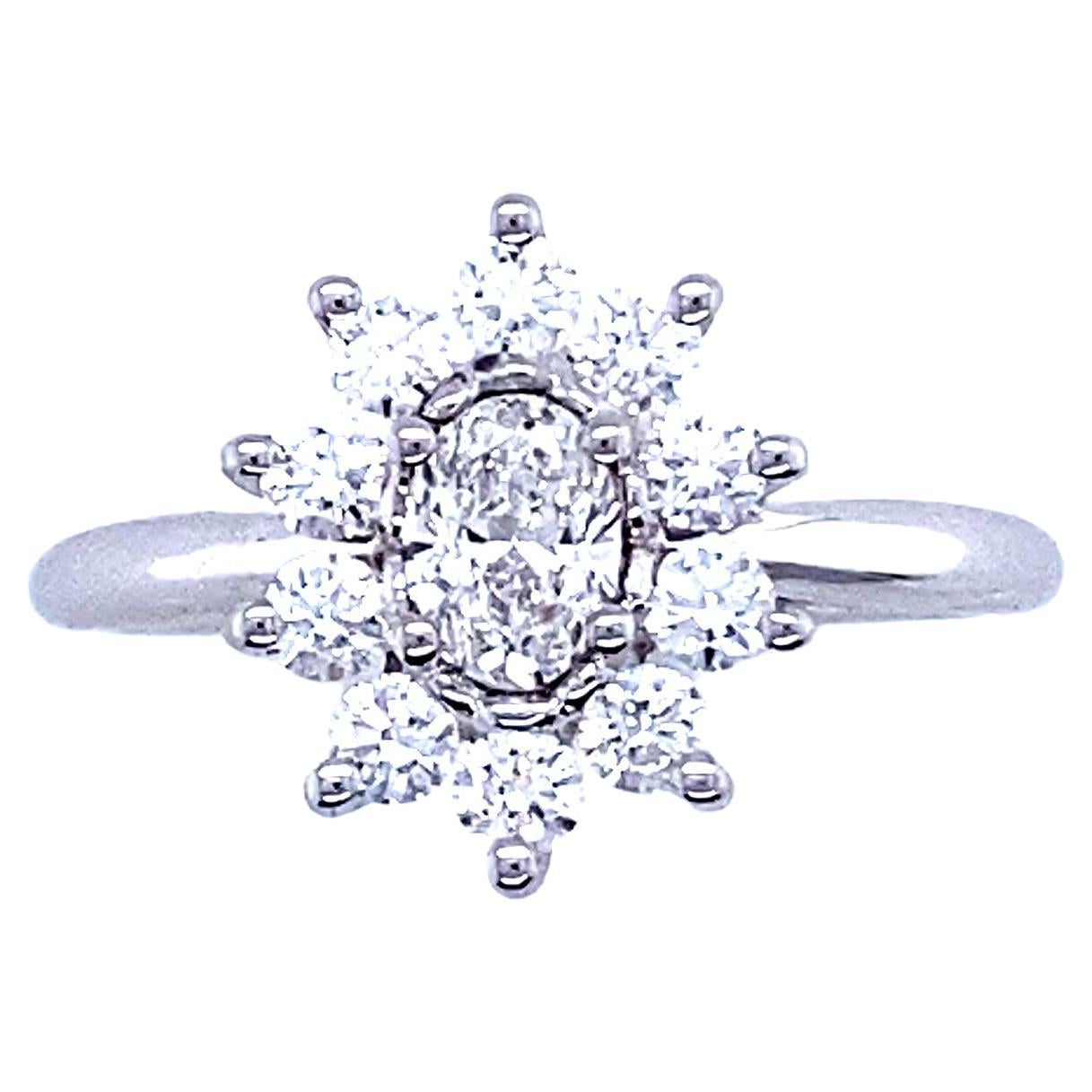 Engagement Ring Diamonds White Gold  18 Karat For Sale
