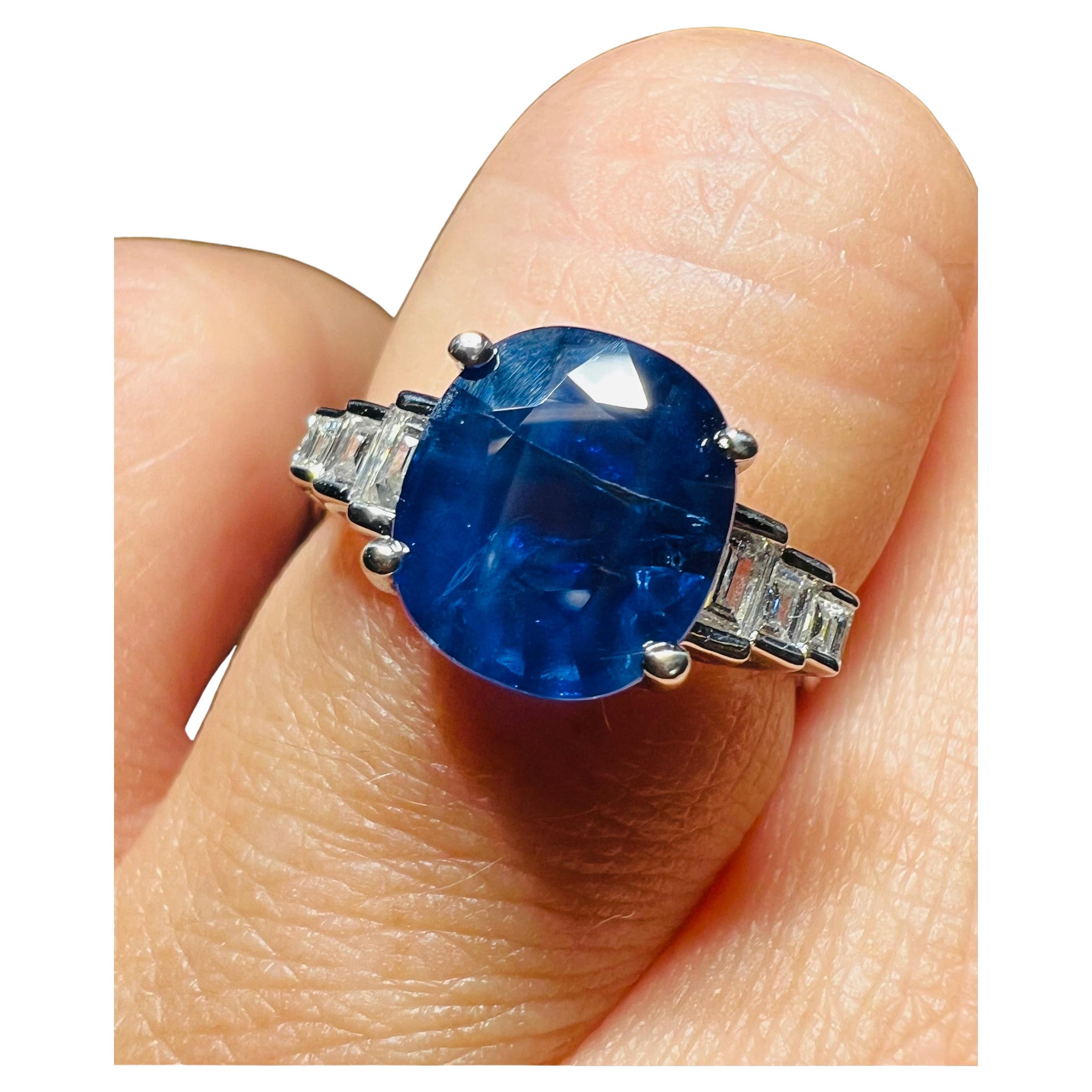 Engagement Ring, Natural sapphire 3.87 ct,  diamonds 0.20 ct,  18 ct white gold