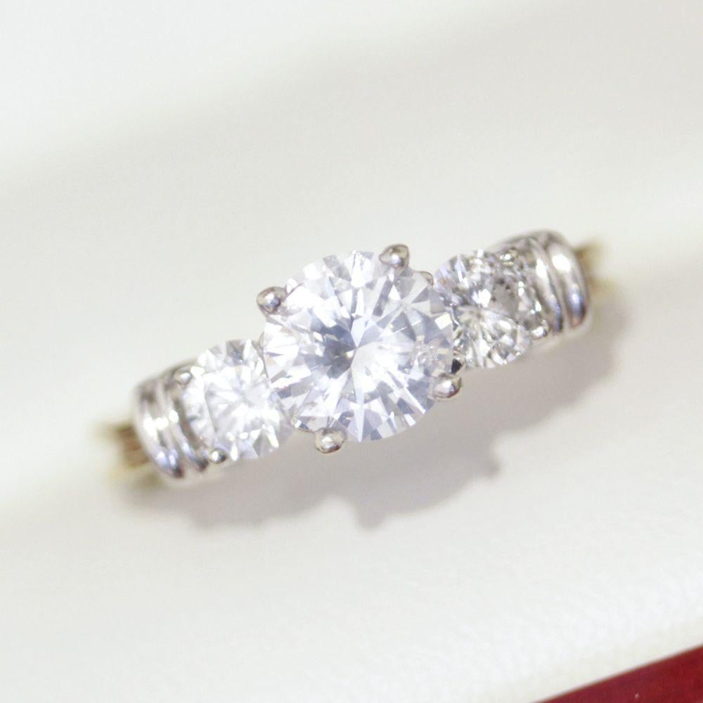 Women's Engagement Ring, past Present Future Diamond Engagement Ring, 1.66ct Diamonds For Sale
