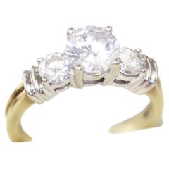 Retro Engagement Ring, past Present Future Diamond Engagement Ring, 1.66ct Diamonds