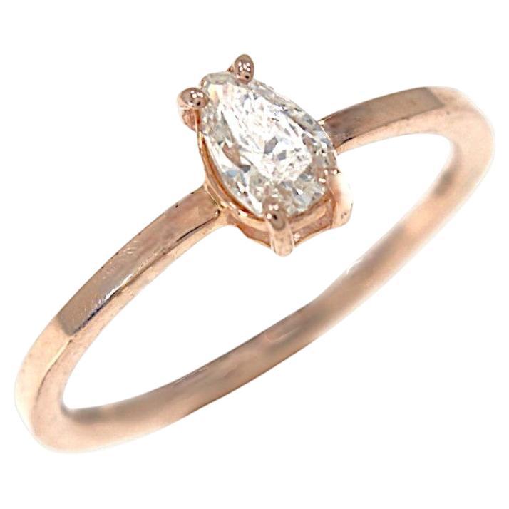 Engagement Ring Pear Cut White Diamond Rose Gold Botta Gioielli