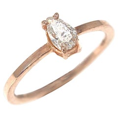 Engagement Ring Pear Cut White Diamond Rose Gold Botta Gioielli