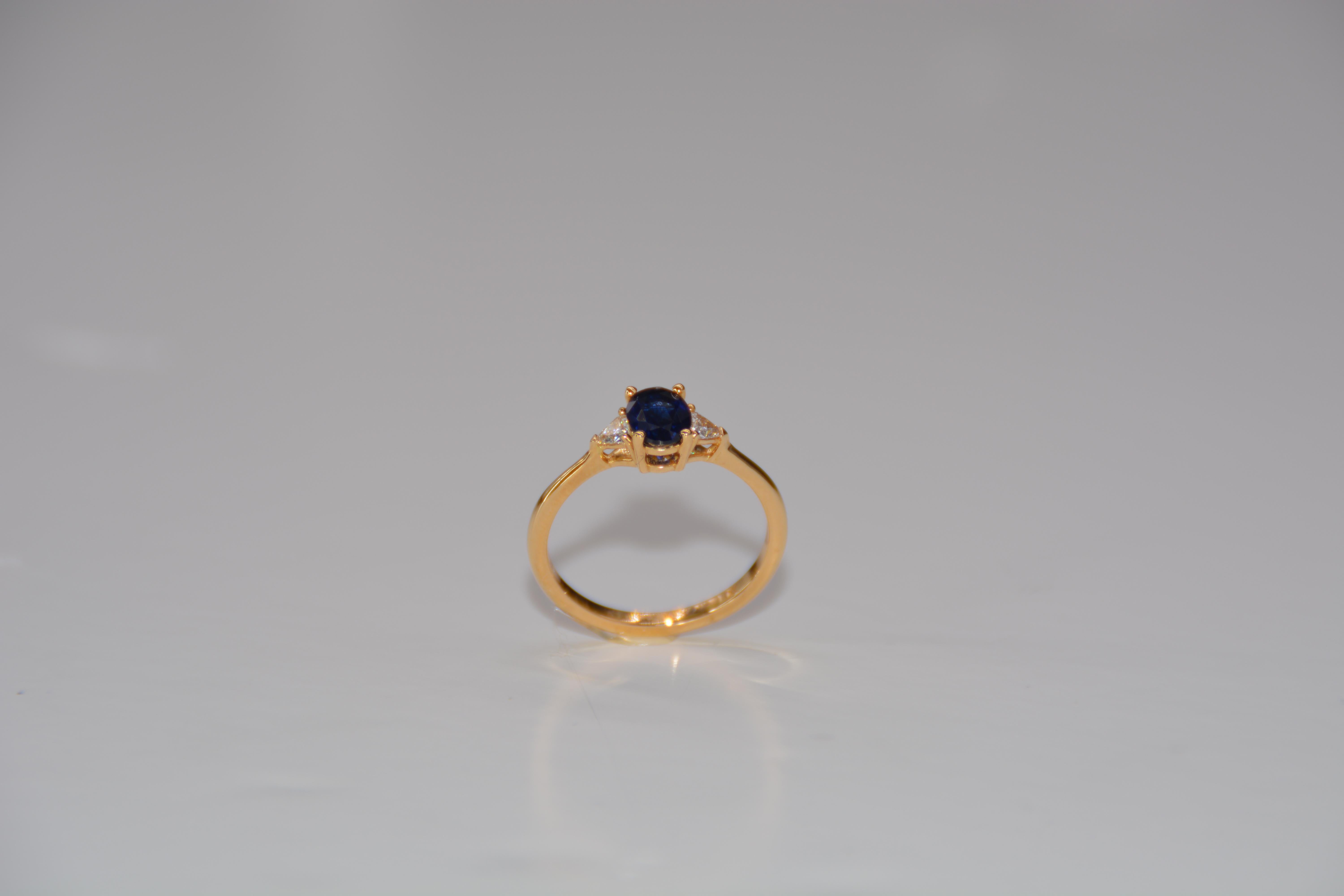 Women's Engagement Ring Sapphire Diamonds Yellow Gold For Sale