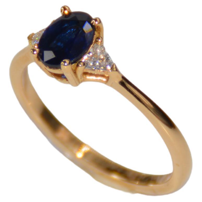 Engagement Ring Sapphire Diamonds Yellow Gold For Sale