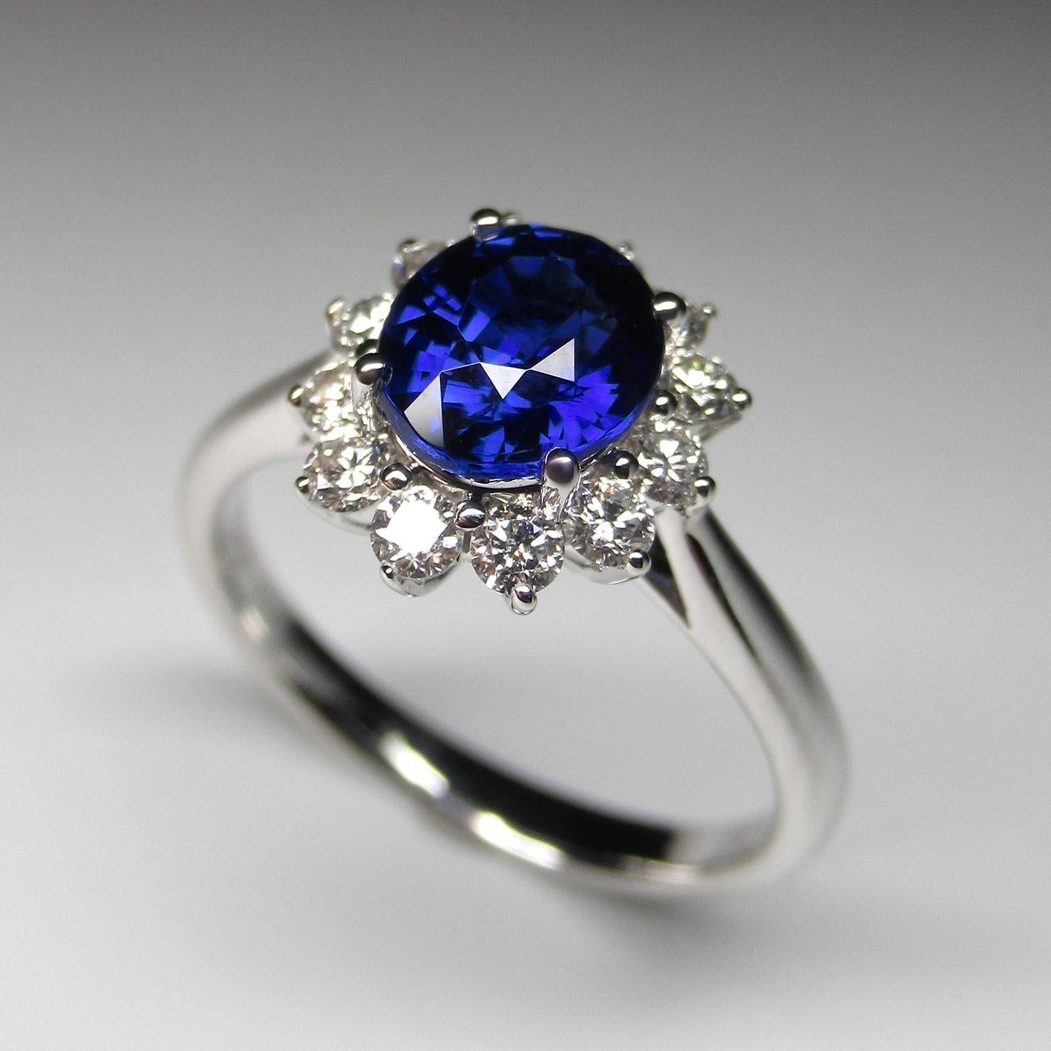 Russian Empire Sapphire Royal Blue Princess Diana Diamond Style Gold Ring St Valentine's Gift