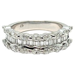 Engagement Ring Set Baguette Cut Diamonds White Gold 18 Karat