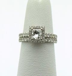 Engagement ring set Princess cut engagement ring 18KT gold diamond ring & band