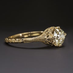 Engagement Ring Solitaire Ring 0.84 Carat Old European Cut Diamond Vintage Gold
