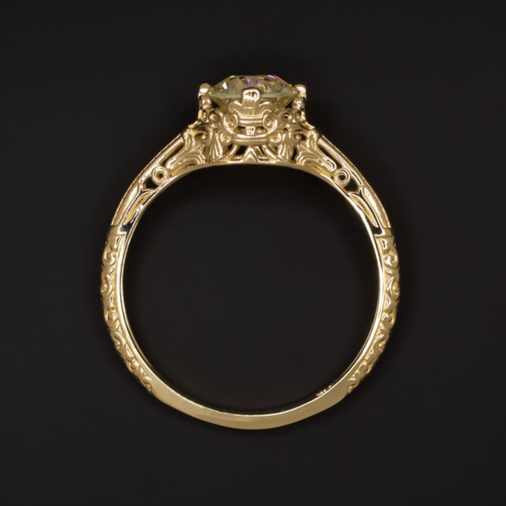 Art Deco Engagement Ring Solitaire Ring 0.84 Carat Old European Cut Diamond Vintage Gold