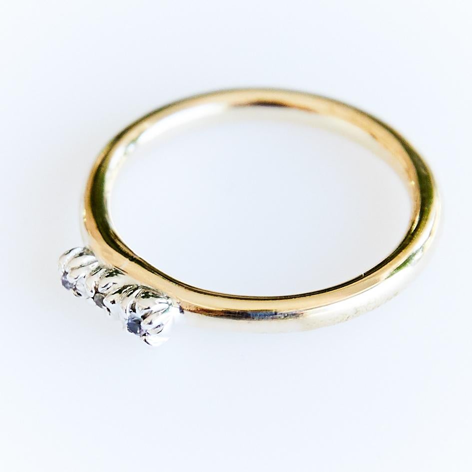 Contemporary Engagement Ring White Diamond Prong Gold Victorian Style J Dauphin For Sale