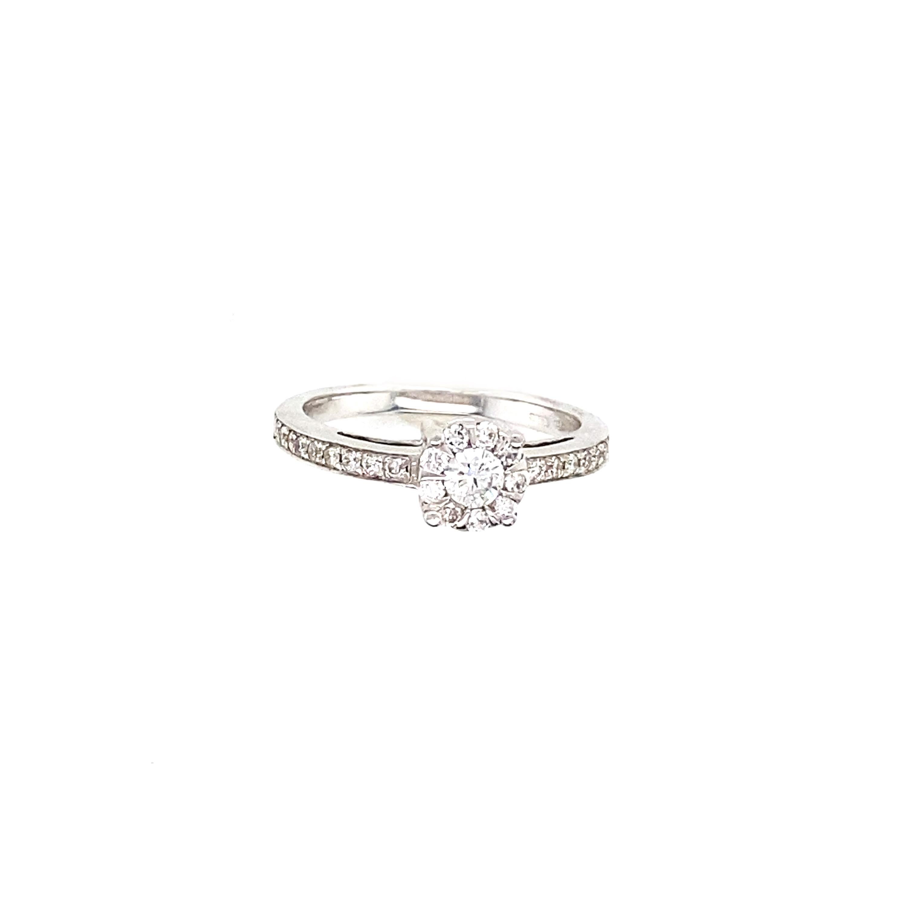 Artisan Engagement Ring White Diamonds Bouquet White Gold 18 Karat For Sale