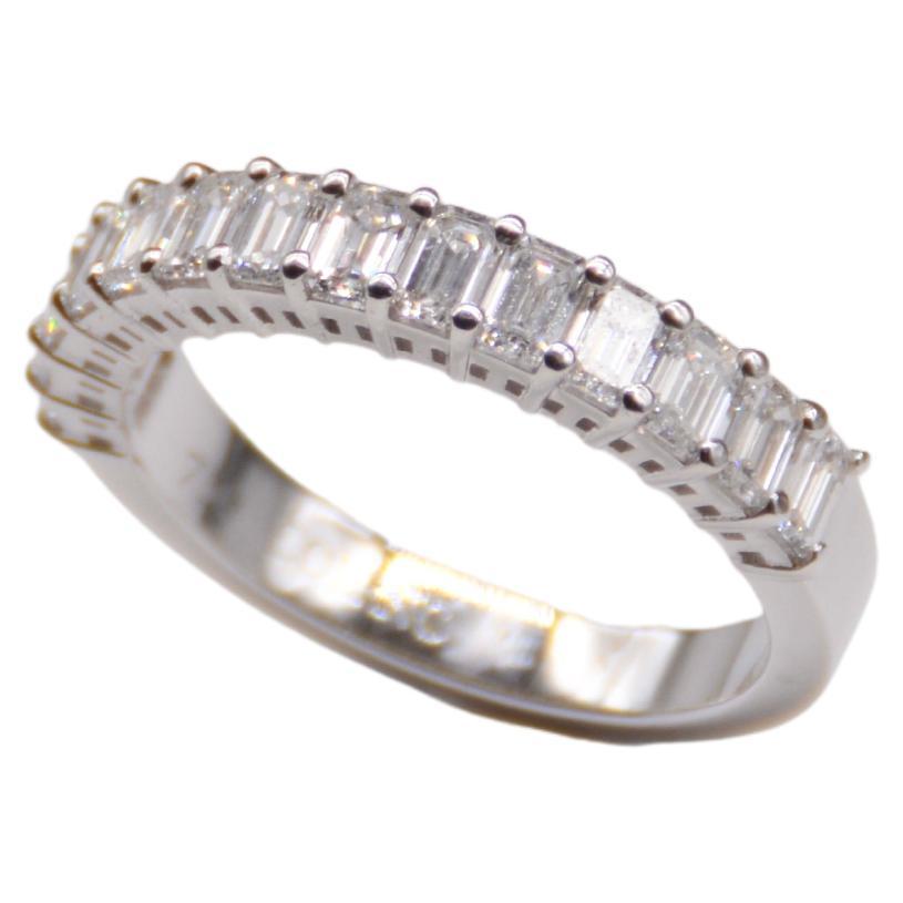 Wedding Ring White Gold Surmounted Emerald Cut Diamonds