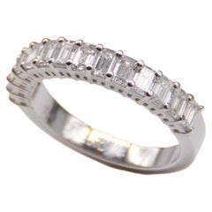Wedding Ring White Gold Surmounted Emerald Cut Diamonds