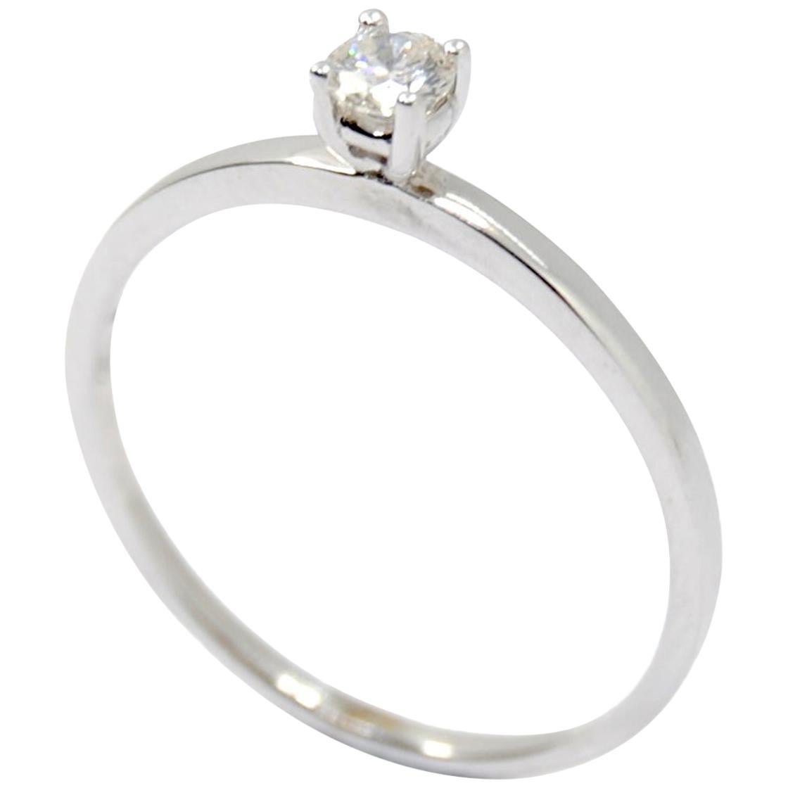 Engagement Ring with 0.14 Carat Diamond Classic Model in White 18 Karat Gold For Sale