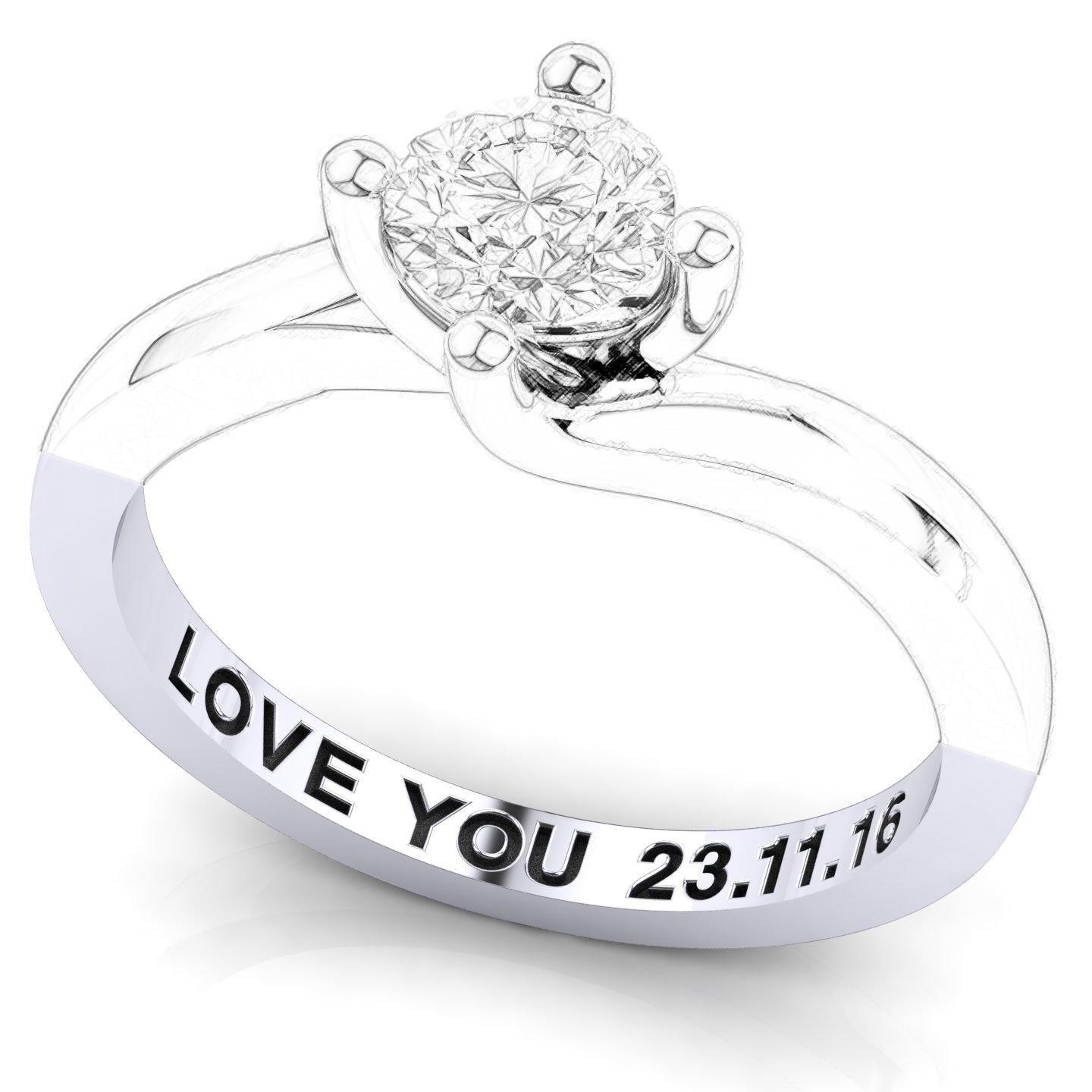 En vente :  Bague de fiançailles en or 18 carats avec diamant blanc naturel certifié 0, 30 carat G SI1 4