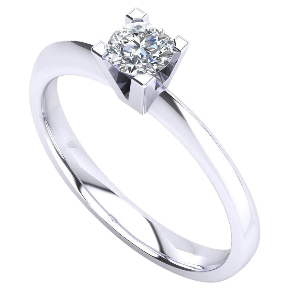 For Sale:  Engagement Ring with Certificate Natural White Diamond 0, 30 Ct G SI1, 18kt Gold