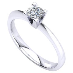 Engagement Ring with Certificate Natural White Diamond 0, 30 Ct G SI1, 18kt Gold