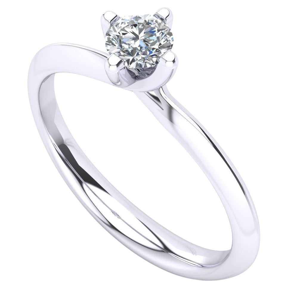 En vente :  Bague de fiançailles en or 18 carats avec diamant blanc naturel certifié G SI1 de 0,30 ct