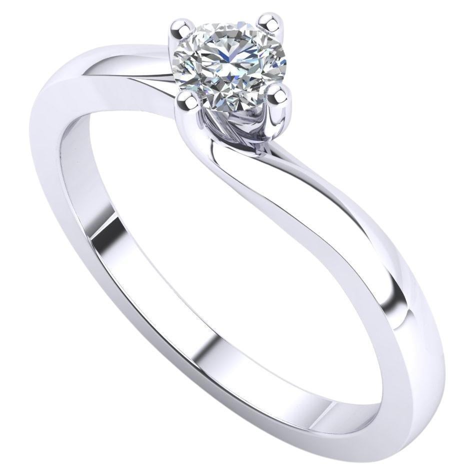En vente :  Bague de fiançailles en or 18 carats avec diamant blanc naturel certifié 0, 30 carat G SI1