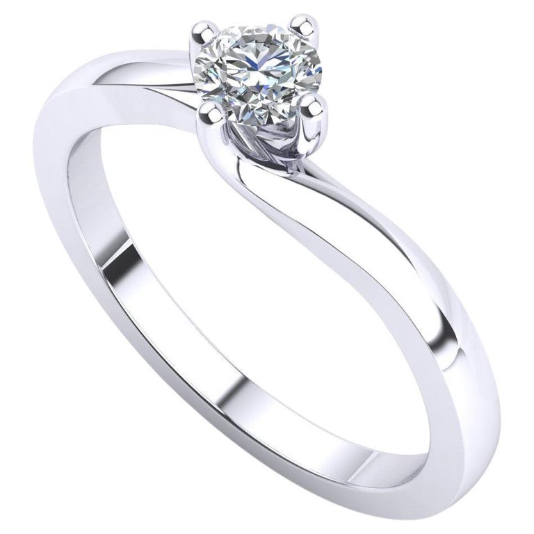 Bague de fiançailles en or 18 carats avec diamant blanc naturel certifié G  SI1 de 0,30 ct - Personnalisable en vente sur 1stDibs