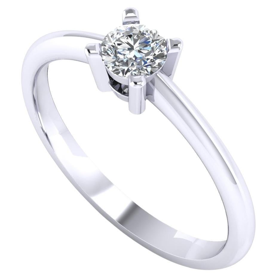 Im Angebot: Verlobungsring mit zertifiziertem natürlichem weißem Diamant 0,30 Karat G SI1, 18 Karat Gold ()