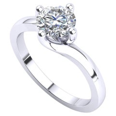 Engagement Ring with Certificate Natural White Diamond 1 Ct G SI1, 18kt Gold