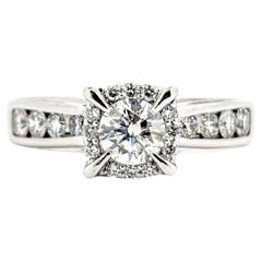 Engagement Ring with Illusion Diamond Halo in White Gold