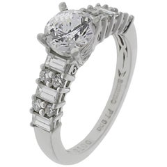 Engagement Ring with Round Brilliant Cut Diamonds and Baguettes