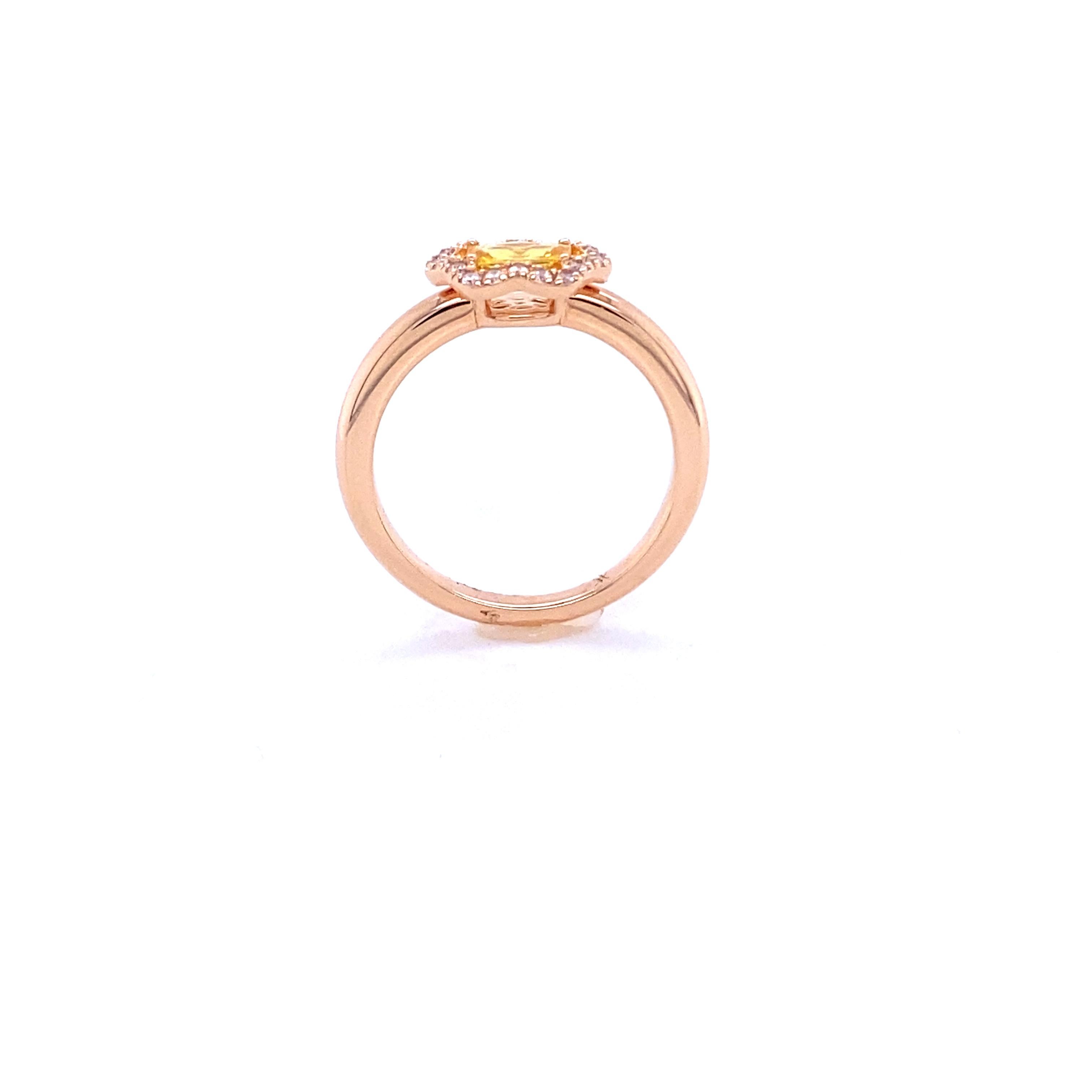 Verlobungsring aus Roségold mit gelbem Saphir und Diamanten im Angebot 1