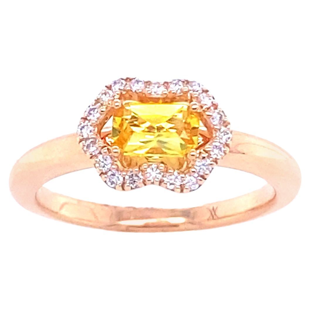 Engagement Ring with Yellow Sapphire and Diamonds Rose Gold