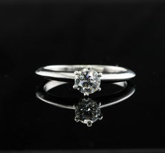 Engagement Solitaire Diamond Ring .36 Carat by Tiffany and Co Platinum Band