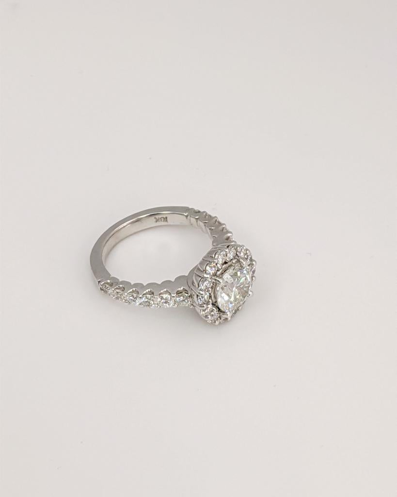 White Diamond Halo Ring Engagement 18k White Gold