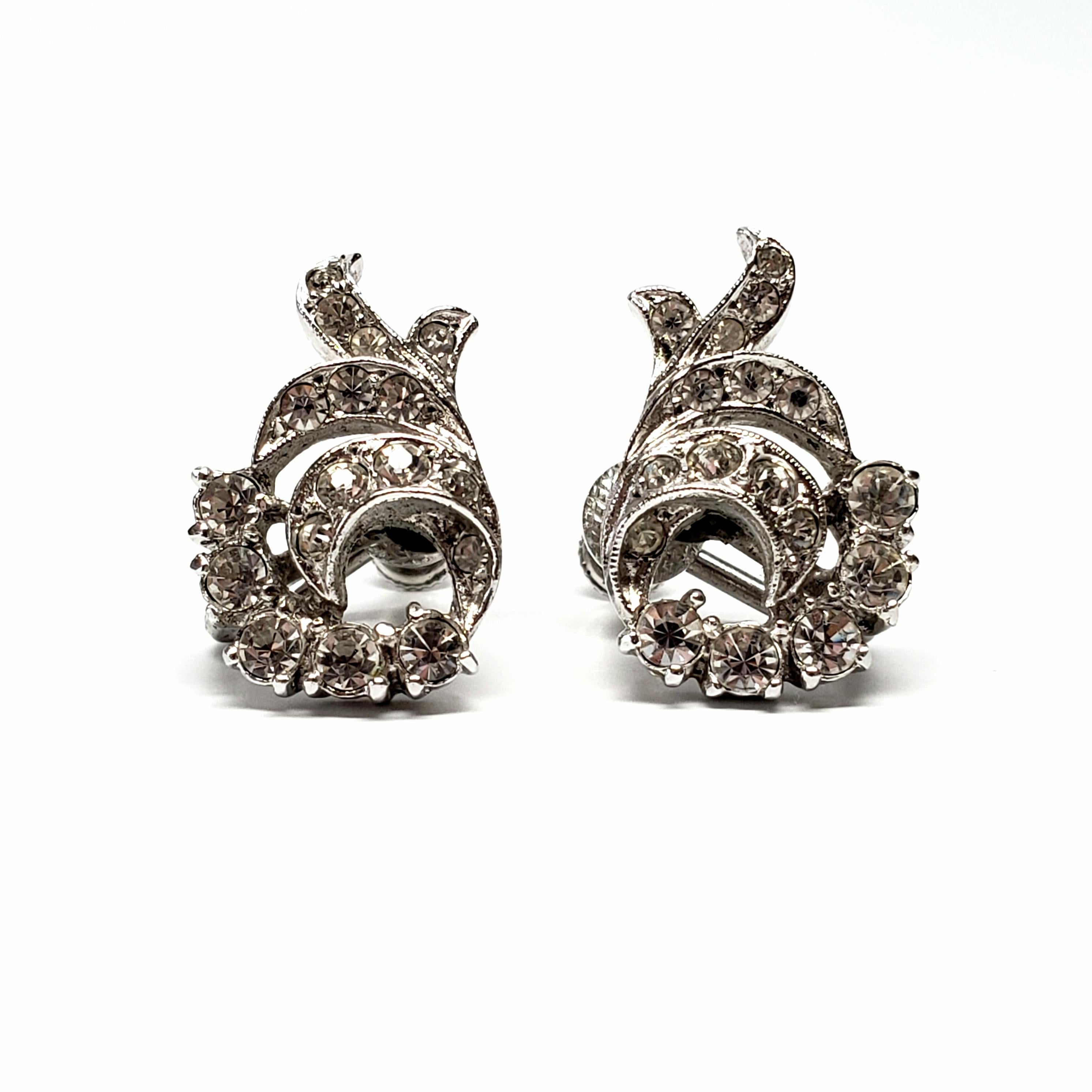 Engel Bros Sterling Silver Rhinestone Pendant and Earrings Set For Sale 1
