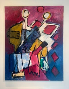 Muziek der kleuren 732-3: Abstract vs. Figurive, Acrylic Painting on Canvas