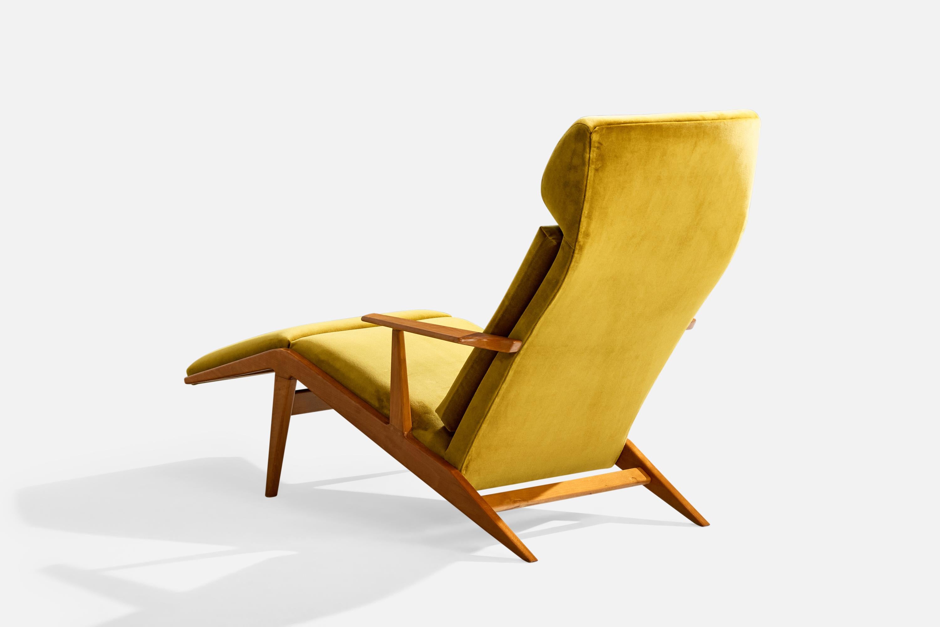 Engen Fabrikant, chaise longue, Beeche, velours, Suède, années 1950 Bon état - En vente à High Point, NC
