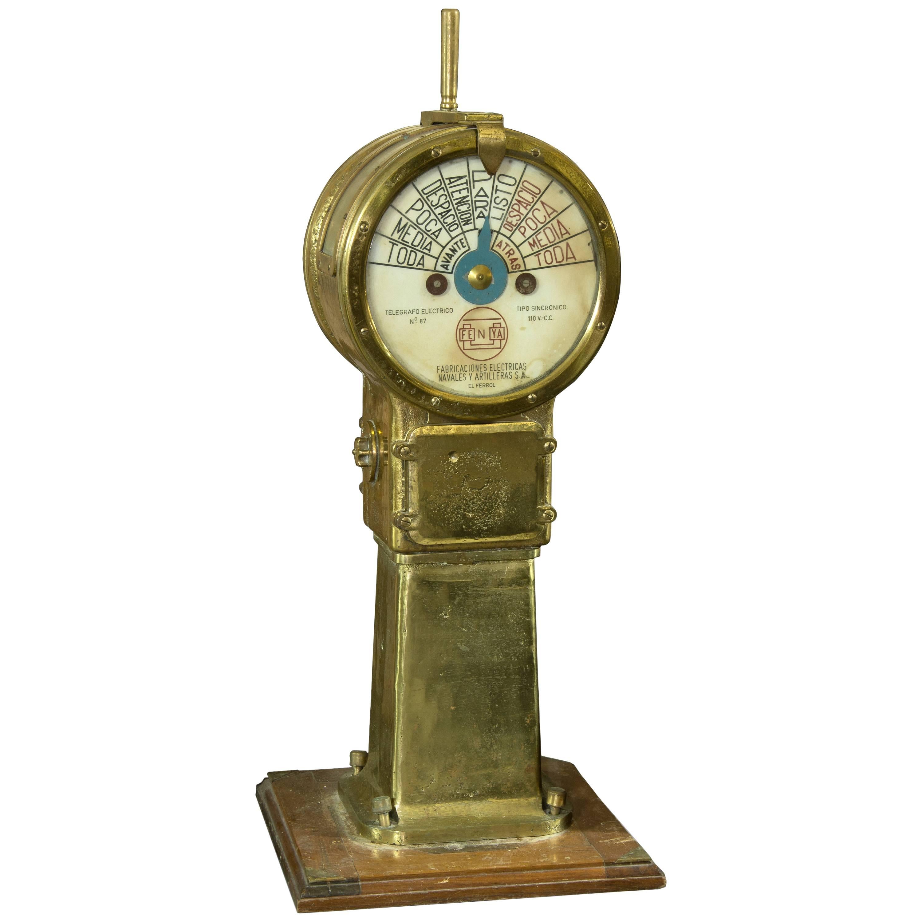 Engine Order Telegraph. Fenya, Ferrol, Spain, circa Mid-20th Century For Sale