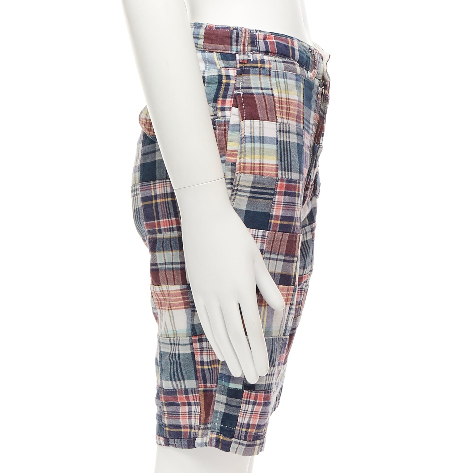 ENGINEERED GARMENTS multicolor cotton checkered patchwork shorts 28