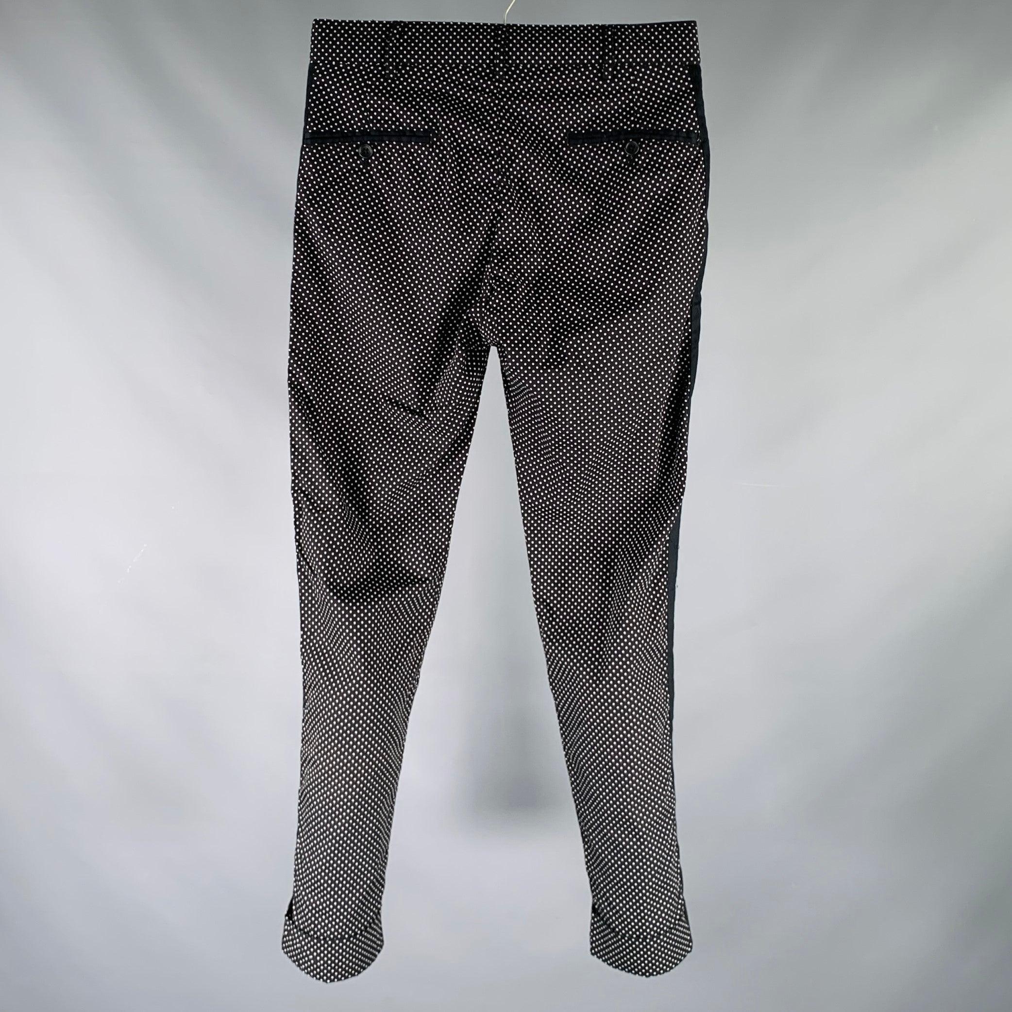 ENGINEERED GARMENTS Taglia 30 Nero Bianco Dot Dot Dot in Cotone Zip Fly Dress Pants In condizioni ottime in vendita a San Francisco, CA
