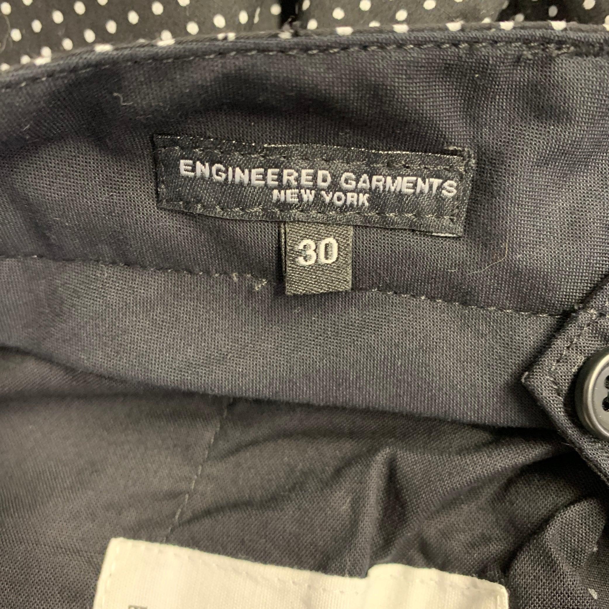 Uomo ENGINEERED GARMENTS Taglia 30 Nero Bianco Dot Dot Dot in Cotone Zip Fly Dress Pants in vendita