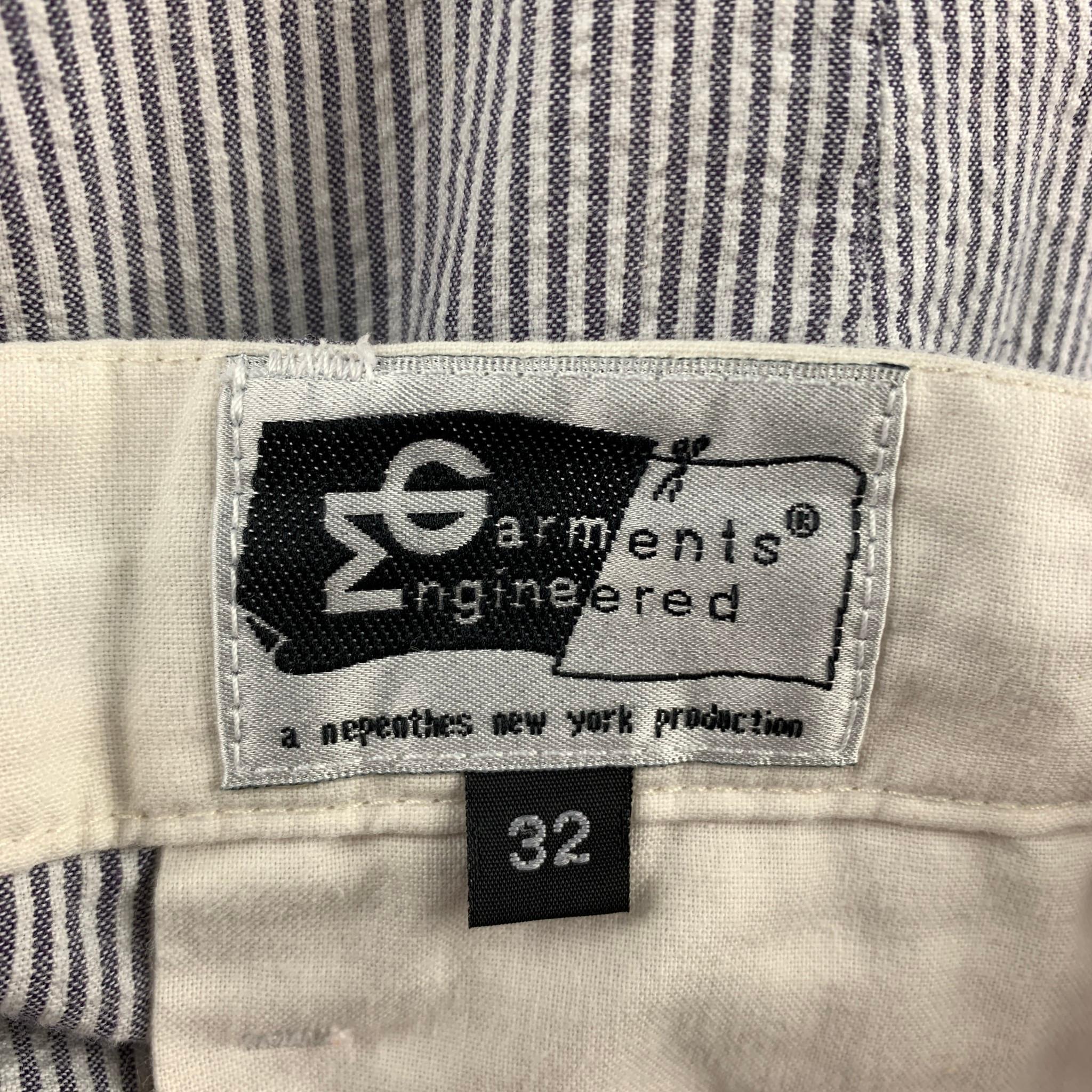 ENGINEERED GARMENTS Size 32 Blue & White Stripe Seersucker Zip Fly Casual Pants In Good Condition In San Francisco, CA