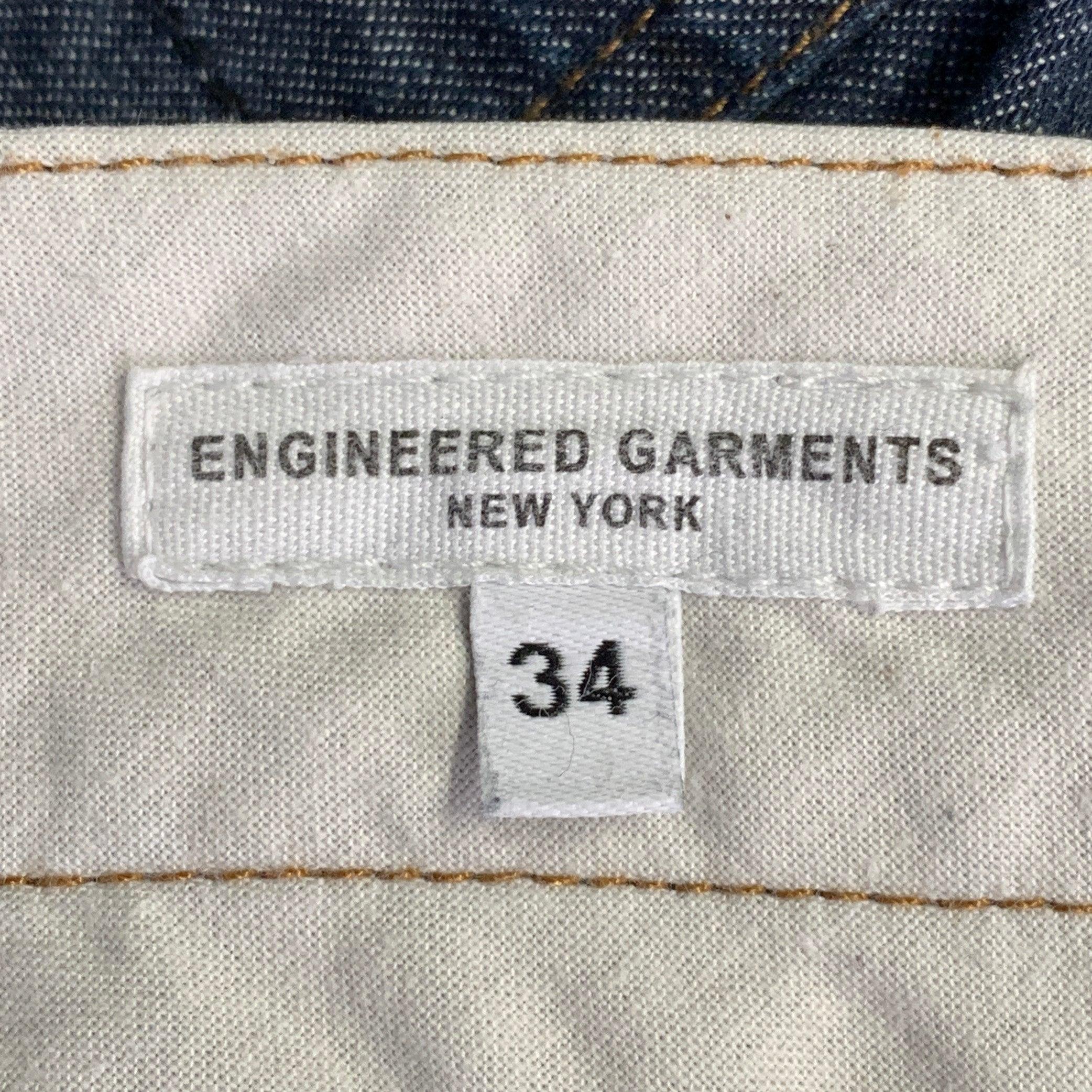 ENGINEERED GARMENTS Size 34 Blue Contrast Stitch Cotton 5 Pocket Jeans In Excellent Condition For Sale In San Francisco, CA