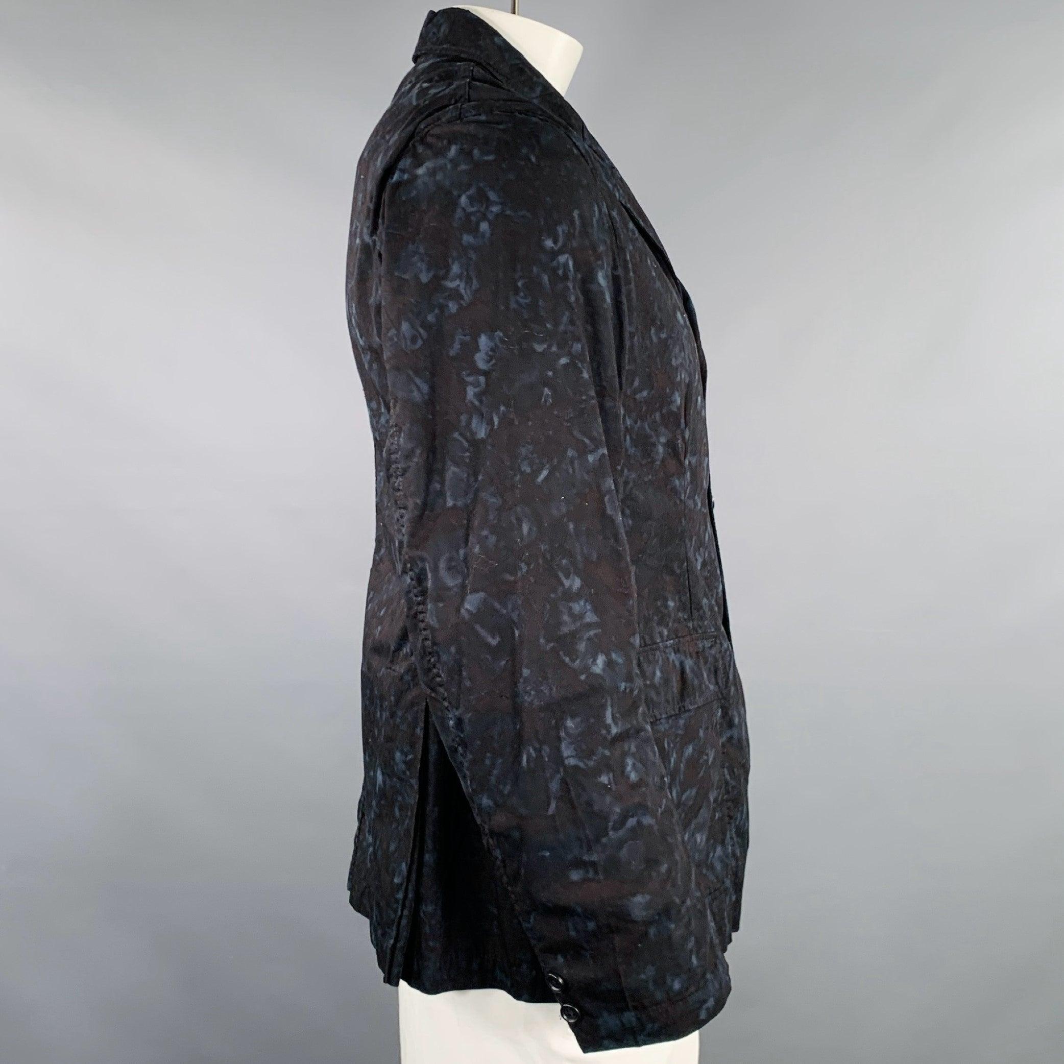 ENGINEERED GARMENTS Size L Black Blue Marbled Cotton Chore Jacket In Excellent Condition For Sale In San Francisco, CA