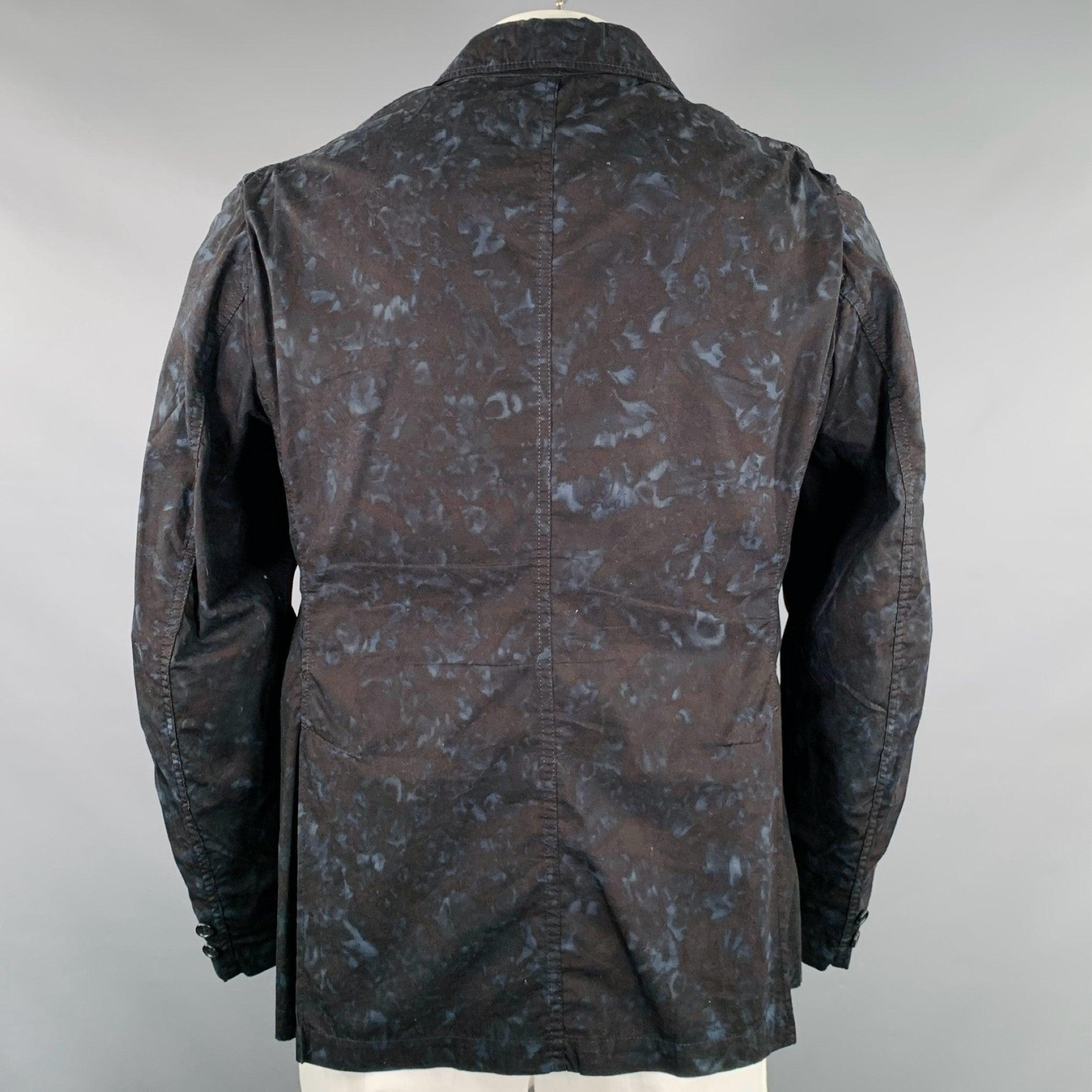 Men's ENGINEERED GARMENTS Size L Black Blue Marbled Cotton Chore Jacket For Sale