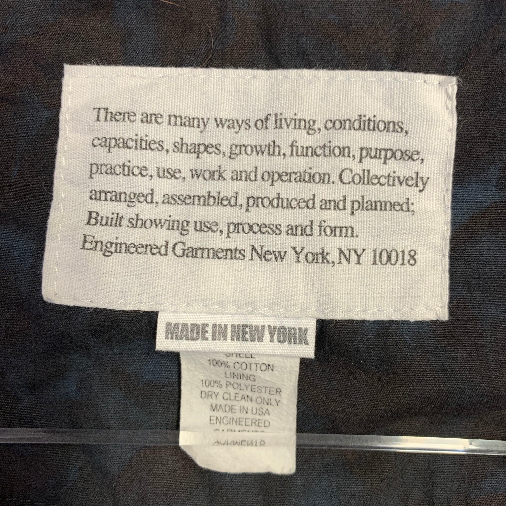 ENGINEERED GARMENTS Size L Black Blue Marbled Cotton Chore Jacket For Sale 2