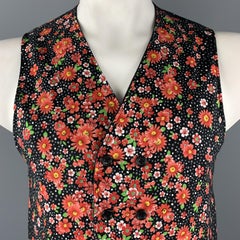 ENGINEERED GARMENTS Size L Black & Red Floral Cotton Reversible Vest
