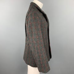 ENGINEERED GARMENTS Size L Charcoal & Red Window Pane Wool / Nylon Jacket